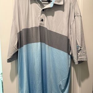 FootJoy Light Gray and Sky Blue Polo Shirt
